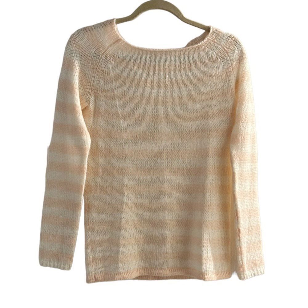 J. Crew Peach Pink Wool Mohair Soft Striped Sweater Size XS